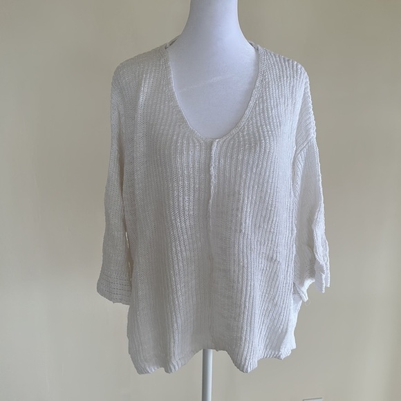 Caslon Hidden Snap V Neck Lightweight White Cotton Blend Sweater Size Small - Picture 5 of 9